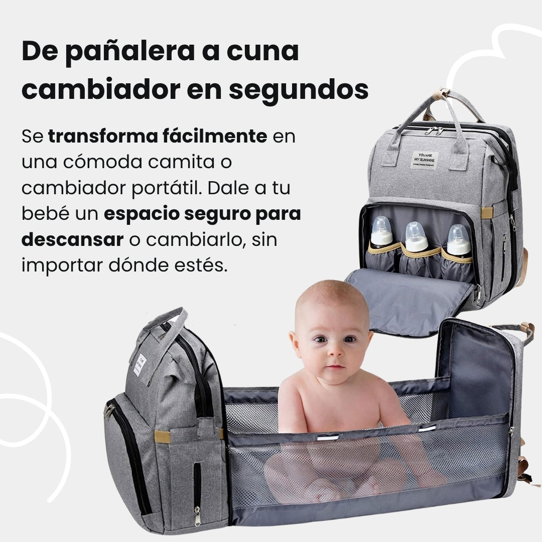 Mochila pañalera con mudador
