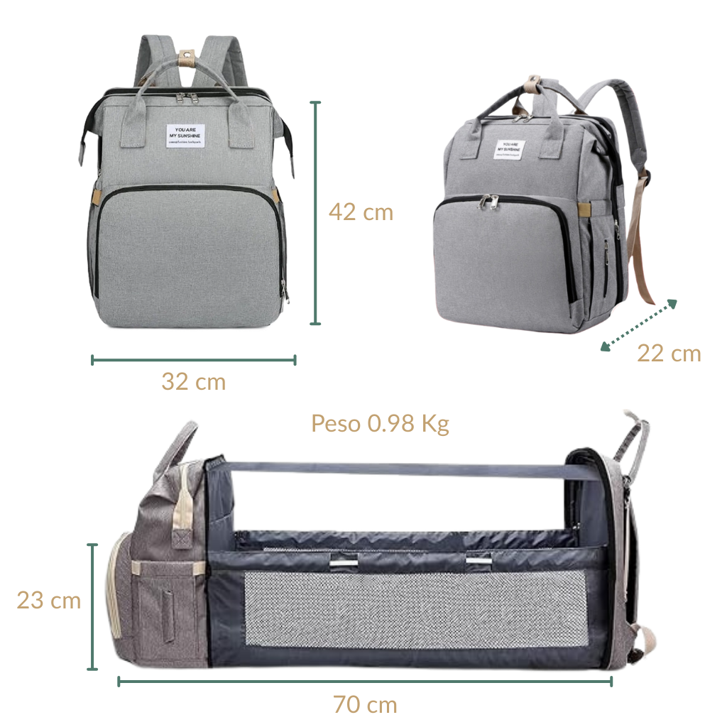 Mochila pañalera con estación de cambio