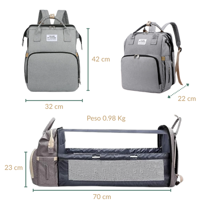 Mochila pañalera con estación de cambio