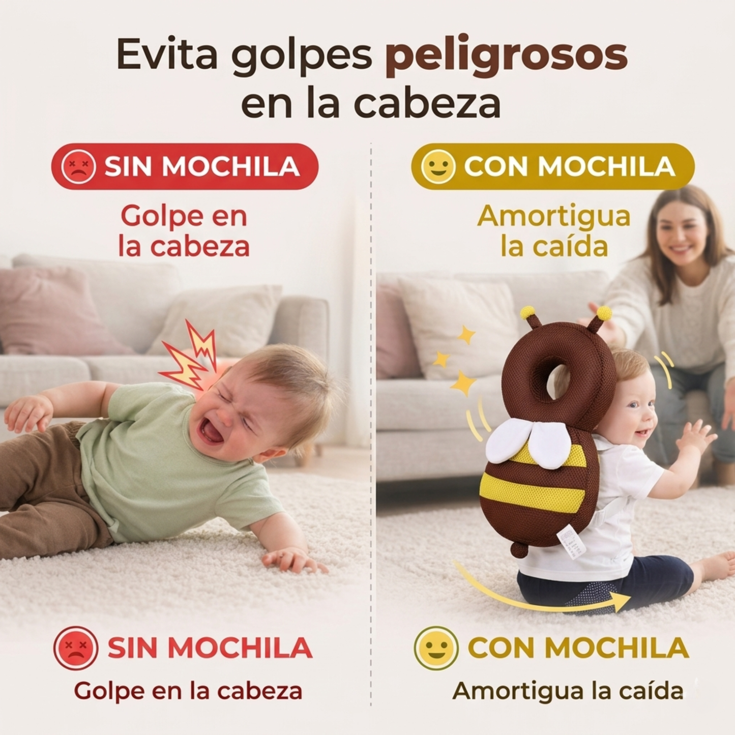 Mochila anticaídas - Protectora para bebés
