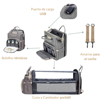Mochila pañalera con mudador