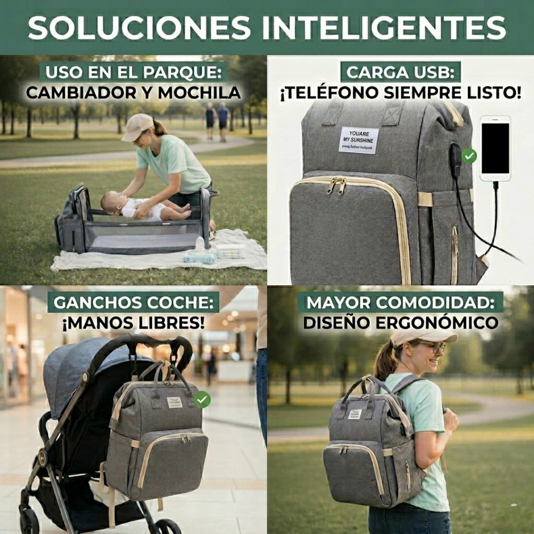 Mochila pañalera con mudador