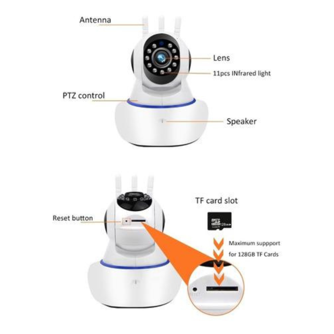 Cámara motorizada visión nocturna 360° IP WiFi HD